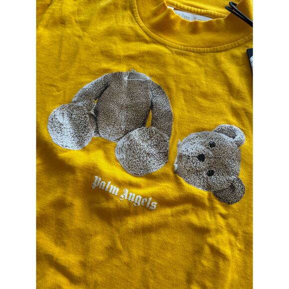 RETAIL $305 Palm Angels Boys Broken Bear Tee *NWT*SZ LARGE*Ochre Yellow - Picture 5 of 7